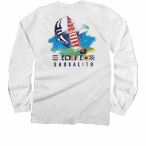 Painted Sails - White Long Sleeve Crewneck T-Shirt