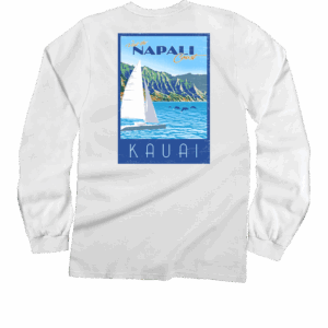 Retro Napali Poster - White Long Sleeve Crewneck T-Shirt