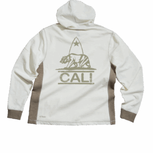 California Bear Mark - Natural/Gray Long Sleeve Longboard Hooded Tee