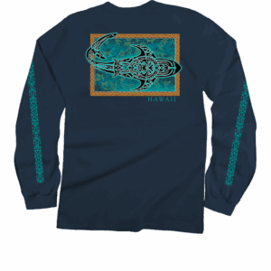 Tribal Petro Mano - Navy Long Sleeve Crewneck T-Shirt