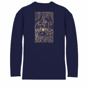 Wood Cut Turtles - Indigo Long Sleeve Pima T-Shirt