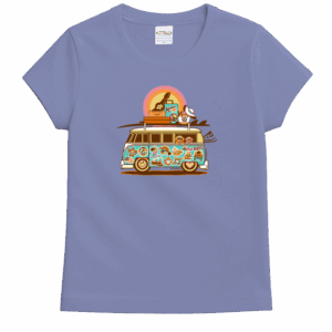 Volkswagen Sticker Bomb Bus - Lavender Dyed Short Sleeve Crewneck T-Shirt