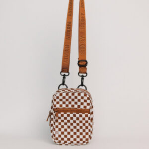 Brown Checkered Crossbody Sling